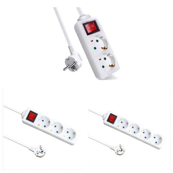 Regleta alargador de enchufes surtido de modelos para elegir Base Multiple Enchufes E Interruptor Cable 1,5m/3m/5m. 2enchufes/3enchufes/4enchufes Cables GRUESA FUERTE 3gx1,5mm De Cobre 3500-3680W Max Calidad de confianza.