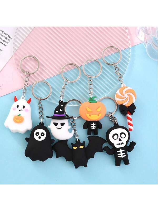 1pc Halloween Keychain, Holiday Gift Pendant, Backpack Car Decor, Pumpkin & Bat Accessory, Party Favor (Keychain Only)