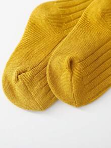 5 Paar Kinder Einfarbige Socken, geeignet für den täglichen Gebrauch, Frühling/Herbst