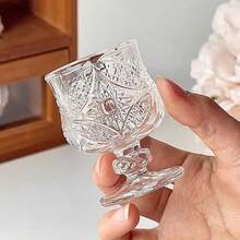 12/6/4/2/1 Pcs Diamond/Butterfly Pattern 40ml Stemmed Glass Cups, Transparent And Refractive, High-Quality Mini Tea Cups, One-Bite Size, Stemmed Design Prevents Excessive Drinking - Clear - View 4