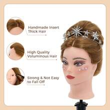 Mannequin Head, Cosmetology Mannequin Head With Hair For Makeup Braiding Curling Cuting,Makeup Doll Head For Hair Styling With Table Clamp Hair Styling Set