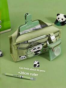 熊猫文具套装 学生学习用品礼物 生日毕业礼物 儿童文具套装礼盒、铅笔盒、铅笔袋、书包 学习用品、返校 - 綠色 - 查看 4