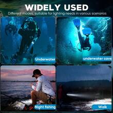 1pc XHP70.2 High Lumens Diving Flashlight - 3Modes Scuba Diving Light IPX8 Underwater Waterproof LED Torch With 18650 Battery & USB Charger For Outdoor Camping/Snorkeling/Night Diving/Deep Sea Caving - Black - View 8