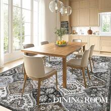 Machine Washable Rugs, Vintage Floral Throw Rugs, Farmhouse Indoor Floor Mat, Easy To Clean, Soft, Non-Slip Low Pile Accent Rug For Living Room, Bedroom, Dining Room, Kitchen - 灰咖 - 查看 2