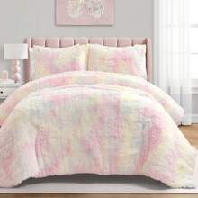 LUSH DECOR Emma Cozy Ultra Soft Rainbow Faux Fur Comforter Rainbow 3Pc Full/Queen Halloween-Fall Decor-Room Decor - Cầu vồng - Xem 1