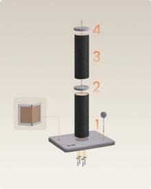 Feandrea Cat Scratching Post, 85 Cm Tall Cat Scratcher For Medium And Large Cats, Furniture Scratching Deterrent Sisal Scratch Pole, Spring Pompom With Built-In Bell, Ink Black