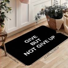 1Pc Black Door Mat With Interesting Letters Print Pattern, Classic Rectangle Quick-Drying Absorbent Polyester Carpet, Suitable For Indoor Outdoor Home Bedroom Bathroom Kitchen And Dining Room Decoration, Four Season Used Good For Gifts Party Supply Festival Holiday Courtyard Decor