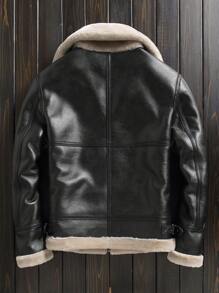 BONNY MAX 2025 Winter New Men's Faux Fur Jacket, Thick Long Sleeve Lapel Faux Fur Lined Motorcycle Jacket , Fall