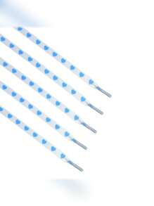 2pcs White Base Blue Heart Shoelaces, Add Sweet Charm, Easily Upgrade Your Shoe Style, Fashion Versatile, Unisex
