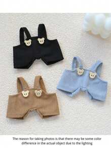 Labu 工作服套装（适用于 第 1/2 代）- 17 厘米牛仔背带套装，带乙烯基表面，适合布盒人偶和钥匙扣的可爱娃娃衣服，可调节肩带，是生日、节日、圣诞节礼物、圣诞节装饰的完美礼物 - 彩色 - 查看 3