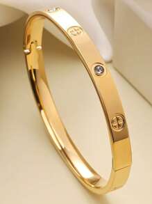 1pc Minimalist Horseshoe Lock Titanium Steel Bracelet, Suitable For Girls, Women, Couples, Daily Jewelry Matching