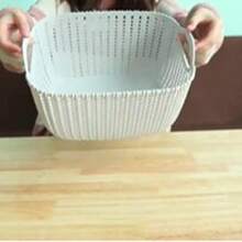 仿藤条全新塑料储物篮，白色，适用于桌面、厨房、浴室、化妆品、零食等。 - 彩色 - 查看 4