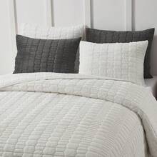 Comforter Set 3 Piece, Plush Fluffy Bedding, Geometric Pattern, Lightweight Bedspread Blanket All Season, Faux Comforter - Cream - View 6