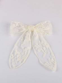 1pc Beige Lace Bow Hair Clip, Suitable For Daily Use Claw Clips Hair Claws Hair Barrettes, School Stuff, Elegant, College, Winter Outfit For Women, Bows, Cute, Classy, Head Accessories, Hair Accessories For Women - White - View 8