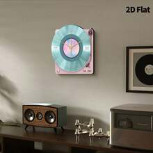 2D Flat, 1pc Modern Style Music Player Wall Clock, Super Silent Quartz Movement, No Ticking, Suitable For Living Room Music Room Bedroom Kitchen Coffee Bar Decoration, Perfect Gift And Festival Decoration - Multicolor - View 10