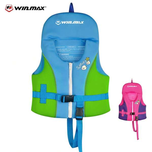 WIN.MAX Chaleco de natación con flotabilidad para niños de 2 a 8 años, chaqueta salvavidas de natación ligera con correa de ajustable, fácil de poner y quitar, adecuado para piscina y playa