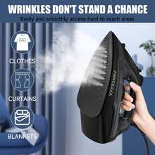 PANCERKA Powerful Compact Steam Iron For Clothes, Wool, Poly, Silk, Linen, Nylon Ironing, Fabric Steamer, Nonstick Plate, SmartSteam, Anti-Drip, Auto Shut Off(EU Plug)