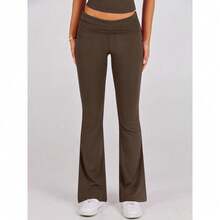 Lounge Sets For Women 2 Piece Foldover Yoga Flare Leggings Pants Crop Tops Casual Y2K Outfits Matching Tracksuit Set/Vacation Outfits Women - 深咖啡 - 查看 5
