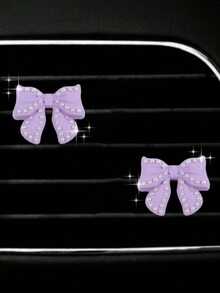 珍珠蝴蝶结汽车出风口装饰件车内装饰车载空调出风口装饰夹 - 彩色 - 查看 3