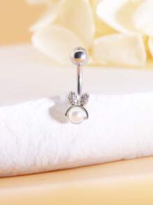 1 pieza Anillo de Ombligo con Forma de Corazón de Circonita Cúbica, Joyería de Piercing Corporal para el Día de San Valentín