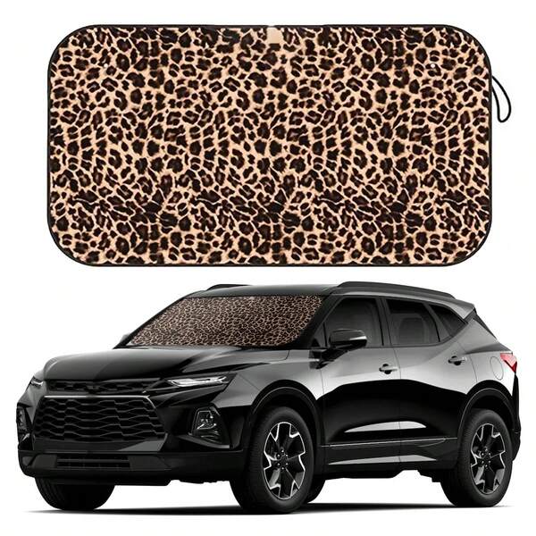 Easypie Selection 1PC Premium Windshield Sun Shade - Fashion Leopard Design Thermal Cover For Cars/RVs, Anti-UV & Ice Protection