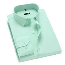 Men's Long Sleeve Dress Shirt, Good Quality, Slim Fit, Microelasticity - màu xanh lá - Xem 1