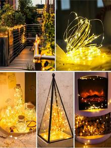6 Pack Fairy Lights Battery Powered With Remote Control And Timer, 10m 100 LED Twinkling Lights Waterproof Silver Wire Light String 8 Modes Dimmable For Room Wall Party Christmas Indoor Decoration (White) - ánh sáng trắng ấm áp - Xem 8