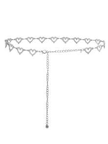 Luxury Rhinestone Metal Waist Chain, Fashionable Versatile Dress/Skirt Accessory Waist Belt Summer, School Fall, Autumn, Halloween - Silver - View 6