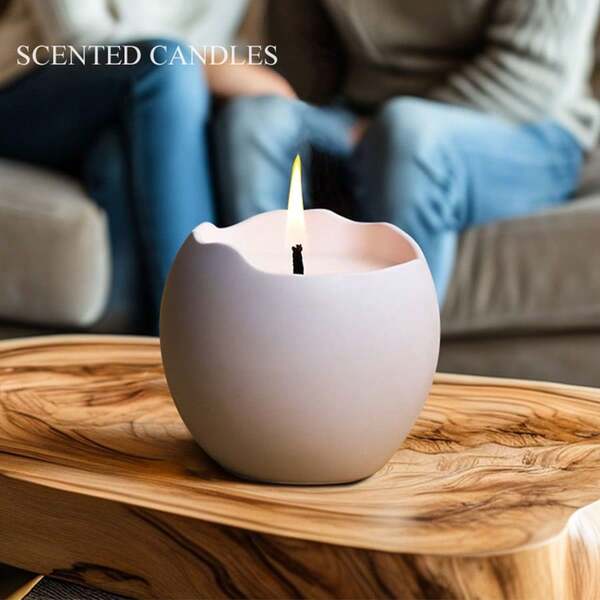 1 pieza Vela de cera de soja en taza de yeso con forma de huevo hecha a mano - 100g/3.53oz, Decoración del hogar/Regalo para amante, amigo, festividad/Crea una atmósfera romántica, regalo de cumpleaños, decoración de fiesta, artesanía