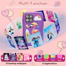 Juguetes para niñas, juguetes para niños, smartphone, dispositivos de aprendizaje con estuche de silicona con diseños de dibujos animados lindos - Compatible con música, historias, aprendizaje de palabras, cámara y talla grande de 20 aplicaciones integradas, pantalla táctil de 2.8 pulgadas, tarjeta de memoria de 8GB, ideal para niños de 3+ años, regalo perfecto para niños