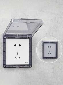Caja de Conexión Transparente e Impermeable, Cubierta de Enchufe Transparente Autoadhesiva e Impermeable - Protección contra Salpicaduras para Enchufes e Interruptores, Compartimento de Plástico Transparente para una Gestión de Cables Conveniente, Sin Batería Requerida, Accesorios Eléctricos para Exteriores | Diseño de Cubierta Transparente - Multicolor - Ver 3