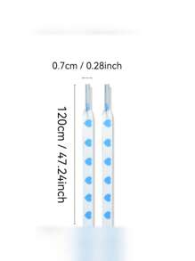 2pcs White Base Blue Heart Shoelaces, Add Sweet Charm, Easily Upgrade Your Shoe Style, Fashion Versatile, Unisex