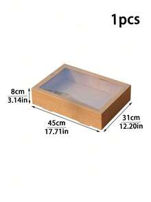 1/2pcs Rectangular Brown Kraft Paper With Lid And Transparent Window Multi-Purpose Cake Baking, Fried Chicken, Pizza, Sandwich, Fruit Storage Packaging Box, Suitable For Picnic Camping, Outdoor, Party, Birthday, Pizza Shop, Fried Chicken Shop - Brown - View 14