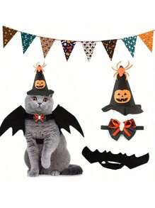 1/3 buc aripi de liliac pentru pisică, potrivite pentru costum de petrecere de Halloween, accesorii pentru costum de liliac pentru animale de companie mici/medii, decor drăguț pentru ținută de câine și pisică
