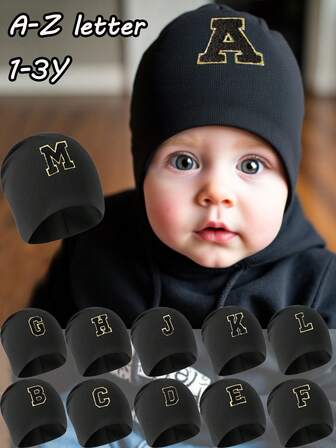 1PC Embroidered Personalized Baby Hat Toddler Children 26 Letter Beanie Cap Craft Baby Girls Skull Hat New Baby Hospital Hat Beanie