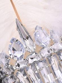 1 Stück Silber-Weiß Feder Strass Ball Tiara, geeignet für Bälle oder Aufführungen als Kopfschmuck für Frauen, übertrieben eleganter, exotischer Kronenstil, Haarzubehör, Haarstyling-Tools, Schönheitszubehör, Locken-Accessoires für Frauen, Herbst, Reisen, Frauenzubehör, Haraccessoires, Herbst, Frauenharaccessoires, Haarstyling-Tools, Haraccessoires, Zubehör, Schönheitszubehör, Geschenke, Reisen, Geschenke für Frauen, Stocking Stuffers