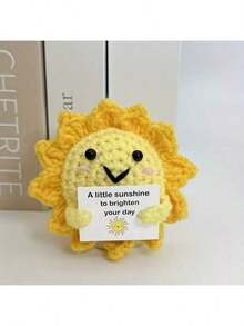 1pc Handmade Crochet Sun, Artificial Crochet Flower Decor, Suitable For Mother's Day, Anniversary, Birthday, Valentine's Day Gifts, Home/Office Desk Decoration (Excluding Base)