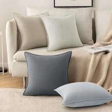 18x18 Inch Set Of 4 Neutral Soft Chenille Decorative Pillow Covers For Boneless Couch/Bed Living Room Home Decor - Neutral - View 7