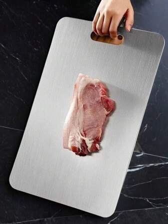 Tabla de cortar de acero inoxidable, tabla de cortar de frutas y verduras de doble cara, tabla de cortar de cocina colgable