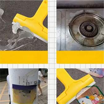 1 Set/3 Sets ABS Yellow Scraper Knife, Wall Floor Cleaning Household Cleaning Tool, Glass Tile Grout Remover, Multi-Functional Portable Home Kitchen Floor Cleaning Scraper, Easy To Replace, Suitable For Wall Advertisement Cleaning, Floor Dirt Cleaning