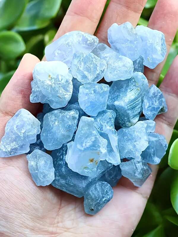 QYDCX 50/100/200g Cluster de Cristal Cru de Celestita Azul - Pedras de Cura Boho para Joalheria DIY e Decoração Doméstica | Espécimes Minerais Azul Celeste com Detalhes de Cristal, Decoração Mineral Calmante, Suprimentos Artesanais Metafísicos