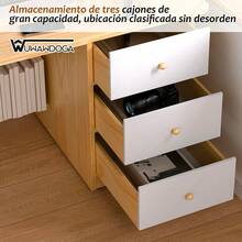 Escritorio para Home Office con 3 Cajones - Mueble de Oficina en Casa Moderno y Funcional, Perfecto para Teletrabajo y Estudio-Ideal para Dormitorios y Apartamentos Pequeños - Blanco - Ver 4