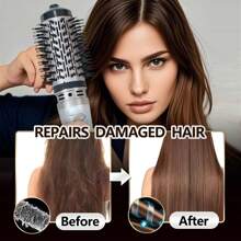 4 In 1 Rotating Hot Air Brush, One Step Volumizing Hair Dryer And Styler, Curling Brush, Straightening Brush, 360° Auto Rotate, 2 Interchangeable Brush Heads, Ceramic Coating Leaves Hair Soft And Shiny, Suitable For All Hair Types, Creates Vibrant And Stylish Curls And Silky Hair, Holiday Gift!