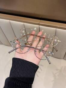 1pc复古轻奢猫眼蝴蝶框镜腿珍珠手工套装女时尚平光镜片装饰配件适合办公室校园学院阅读日常穿搭夏装搭配学院风 - 多色 - 查看 9