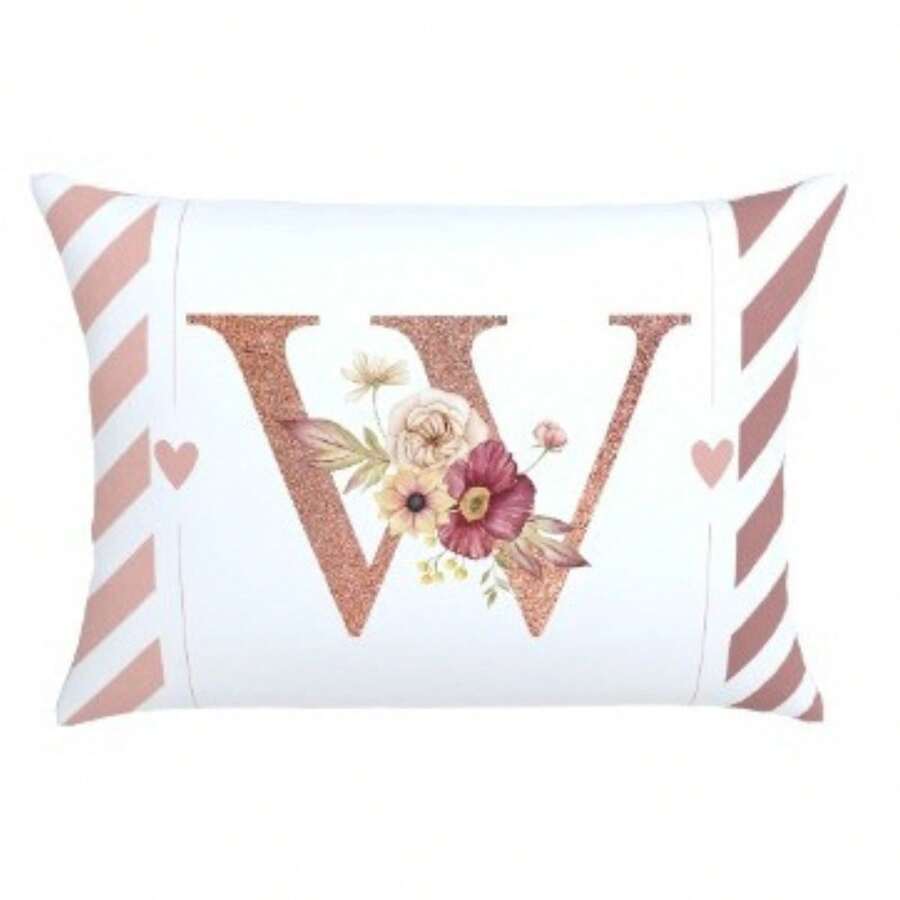 Pillowcase 70X60 Oxford Digital Print Initial Pillowcase High Quality Durable Zipper Monogram - W - View 1