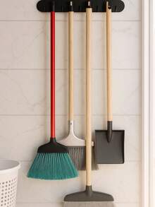 Wall Mount For Broom, Squeegee And Dustpan, Sturdy And Practical, Comes With A Wall Plug And Screw - 3 Colors - màu đen - Xem 1