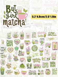 YWWBLD 50 张 Matcha Girly 贴纸非常适合节日礼物派对和家居装饰班级奖励生日礼物装饰剪贴簿笔记本电脑行李吉他水杯手机壳 DIY 贴花 - 彩色 - 查看 3