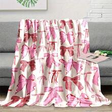 Bowknot Prints Ultra-Soft Flannel Throw Blanket Digital Printing, 280gsm, All-Season Comfort Polyester Blankets Great Gift For Friend, Family, Wedding, Birthday,Warm,Soft,Comfortable,Cozy Personalized Ideal Gifts For Him,Her,Boyfriend,Girlfriend,Dad,Mom,Family,Friends,Pets ,For Anniversaries,Valentine's Day,Mother's Day,Birthdays,Father's Day,Weddings,Graduation,Christmas,Housewarming Sofa,Bed,Car,Bedroom,Living Room,Office,Outdoor Camping,Beach,Wall Decoration - 多色2 - 查看 4