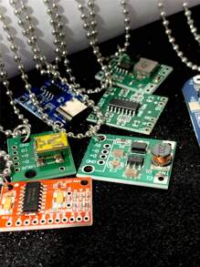 1pc Cyberpunk Style Circuit Board Pendant Necklace With Stainless Steel Chain, Suitable For Music Festivals, Parties, And Daily Wear - Multicolor - View 5