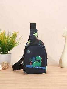 1 pieza Mini bolso de pecho/bandolera/monedero lindo de cierre con cremallera de nailon con diseños de unicornio/sirena/dinosaurio/espacio, adecuado para uso diario - Bolso de pecho con estampado de dibujos animados - Ver 22